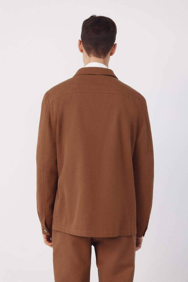 Cortefiel Mistura de linho pseudo-americano coordenada Castanho