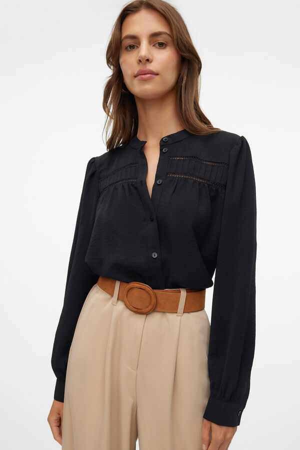 Vero Moda Camisa de manga comprida com aberturas  Preto