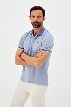 Cortefiel Plain short-sleeved Oxford polo shirt Royal blue