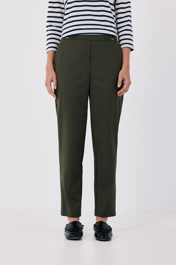 Cortefiel Straight trousers with elasticated back Kaki