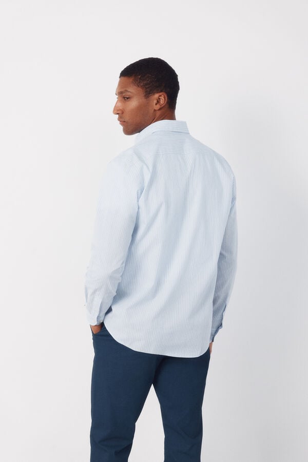 Cortefiel Poplin striped shirt Blue