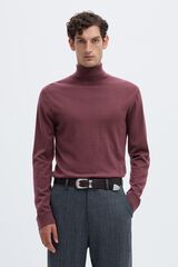 Selected Camisola gola alta 100% l&atilde; merino Vermelho