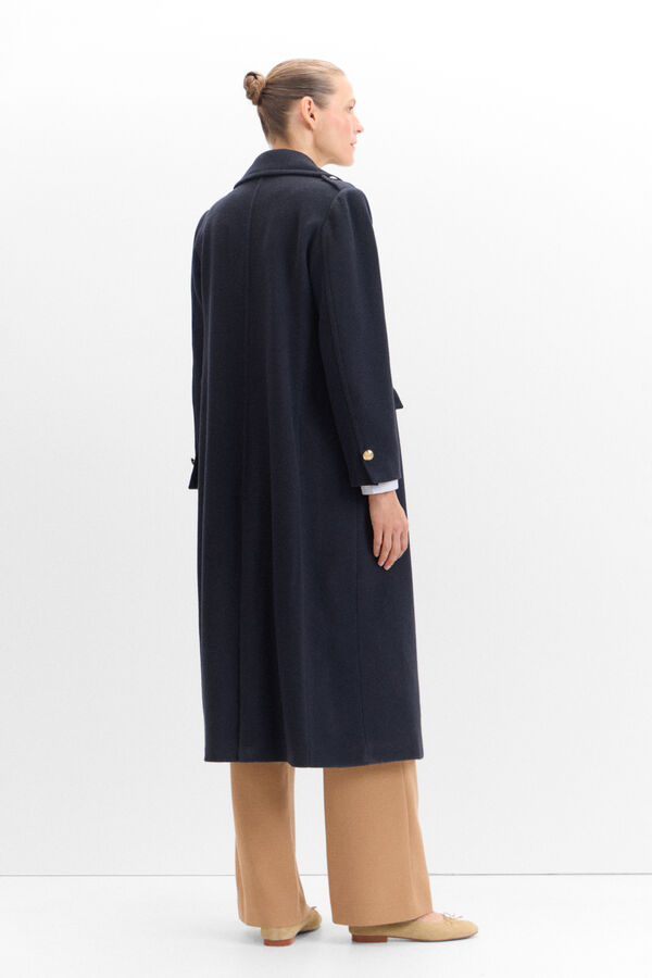 Cortefiel Long military coat Navy