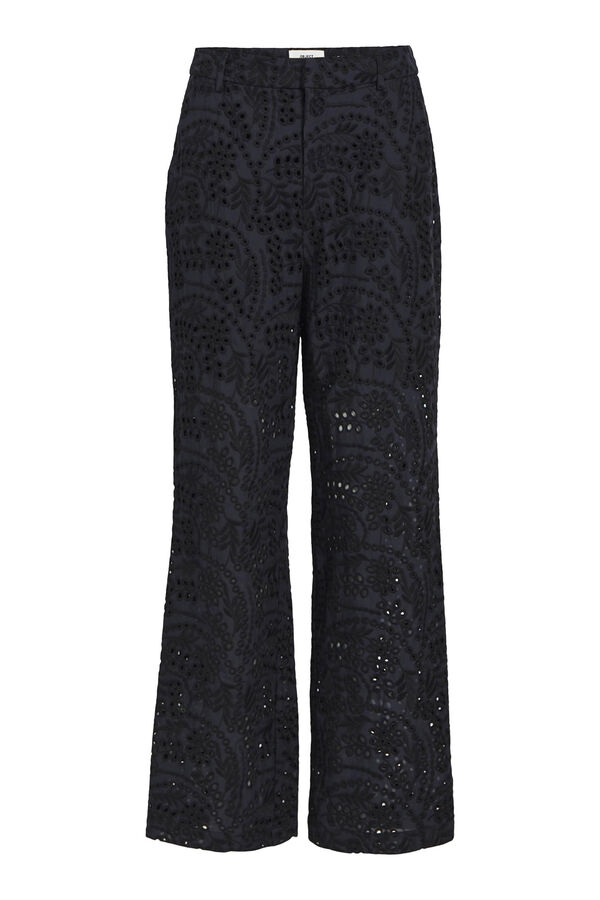 Cortefiel Perforated embroidery trousers Black