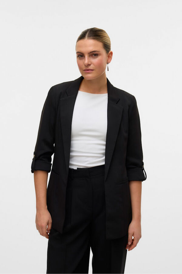 Vero Moda Open blazer with rolled-up sleeve Black
