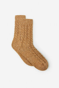 Cortefiel Mid-calf cable-knit socks Nude