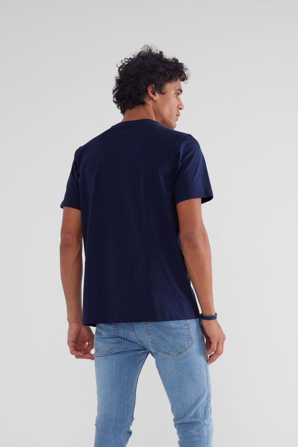 Cortefiel Plain navy blue T-shirt with mini racket Navy