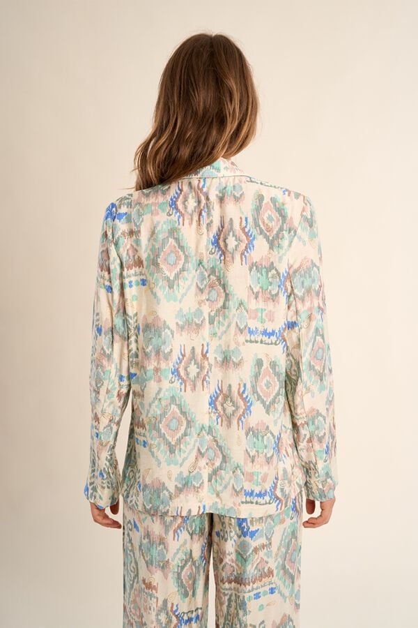 Molly Bracken Blazer de mulher de manga comprida estampado Verde