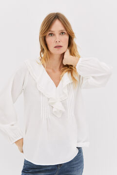 Cortefiel Flounced collar blouse White