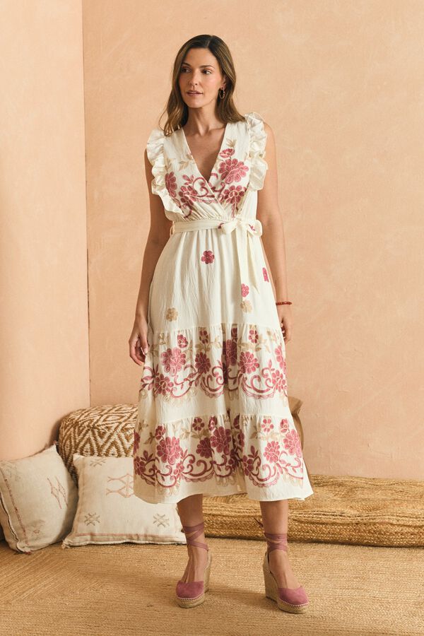 Pol&iacute;n Et Moi Vestido Flor Ail&eacute;n Estampado blanco