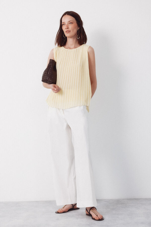 Cortefiel Pleated blouse Yellow