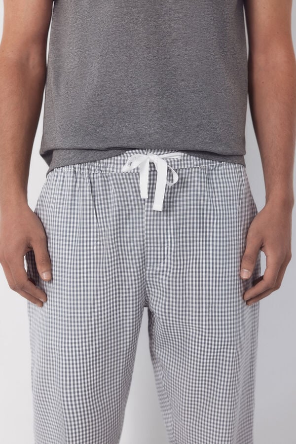 Cortefiel Jersey-knit and fabric pyjama set Grey