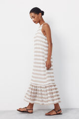 Cortefiel Vestido halter estructura Beige