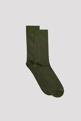 Cortefiel Microrib cotton socks Kaki