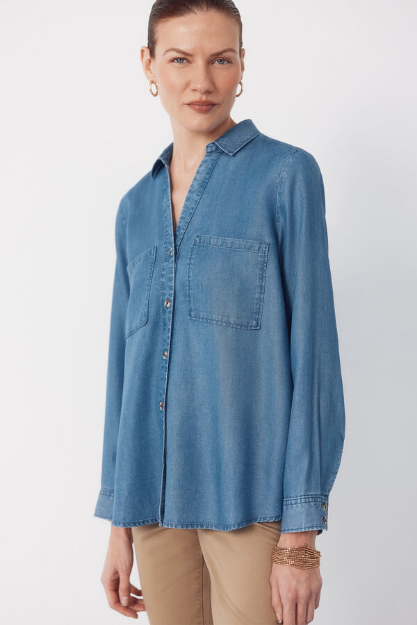 Cortefiel Tencel denim shirt Blue