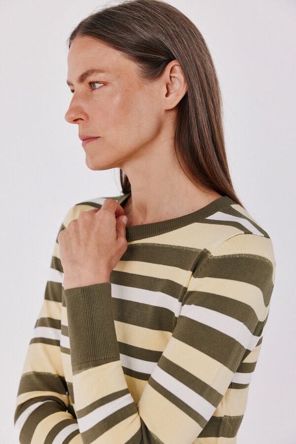 Cortefiel Multicoloured striped jumper Kaki