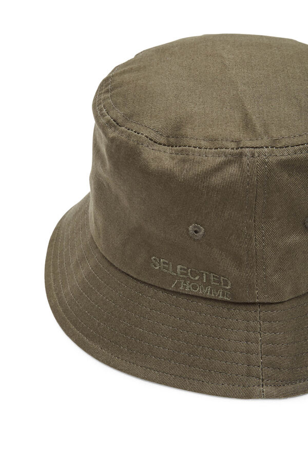 Cortefiel Sombrero Bucket con logo bordado confeccionado 100% con algodón orgánico. Verde pistacho