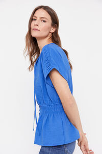 Cortefiel Elasticated blouse Blue