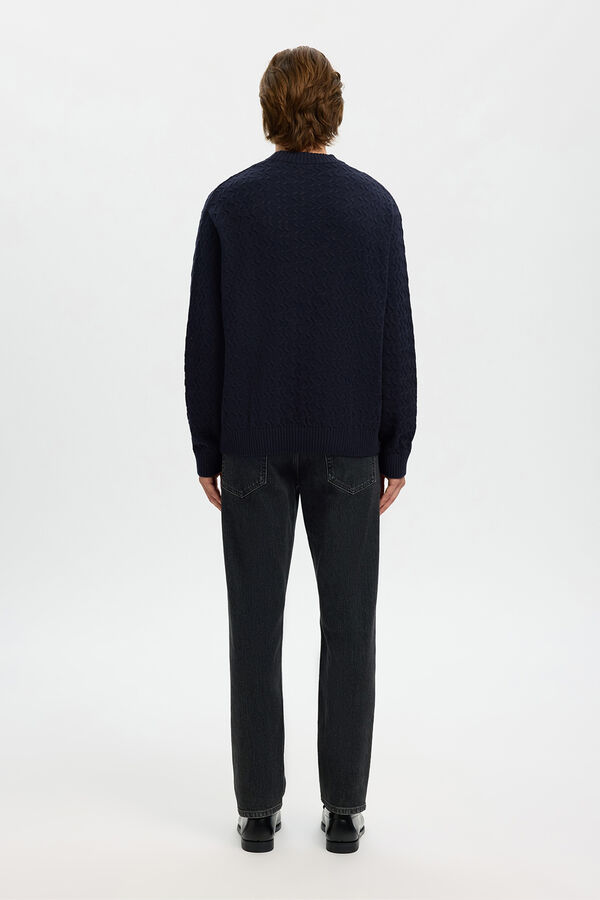 Selected Camisola estruturada 100% algodão orgânico. Azul