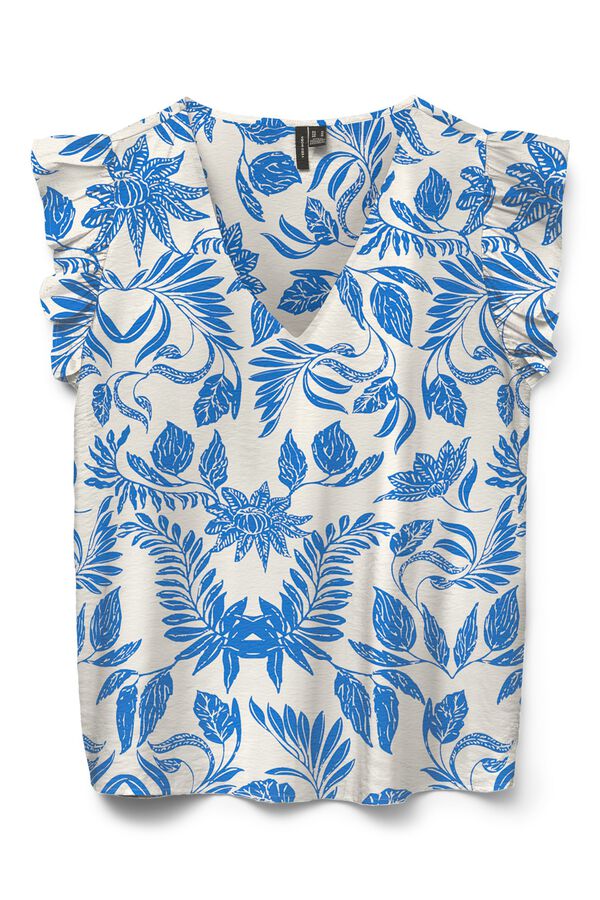 Vero Moda Blusa com folhos nas mangas com decote Multicolorido