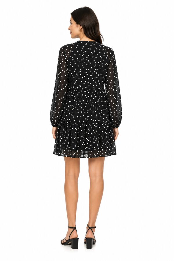 Object Short dress chiffon print Black