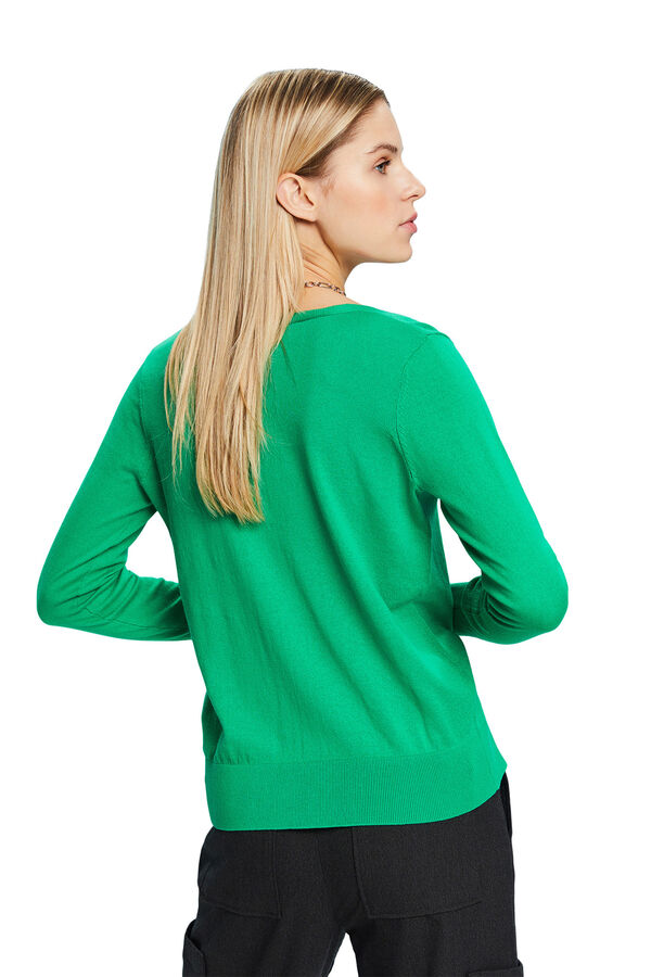 Cortefiel Camisola básica relaxed fit malha fina algodão Verde