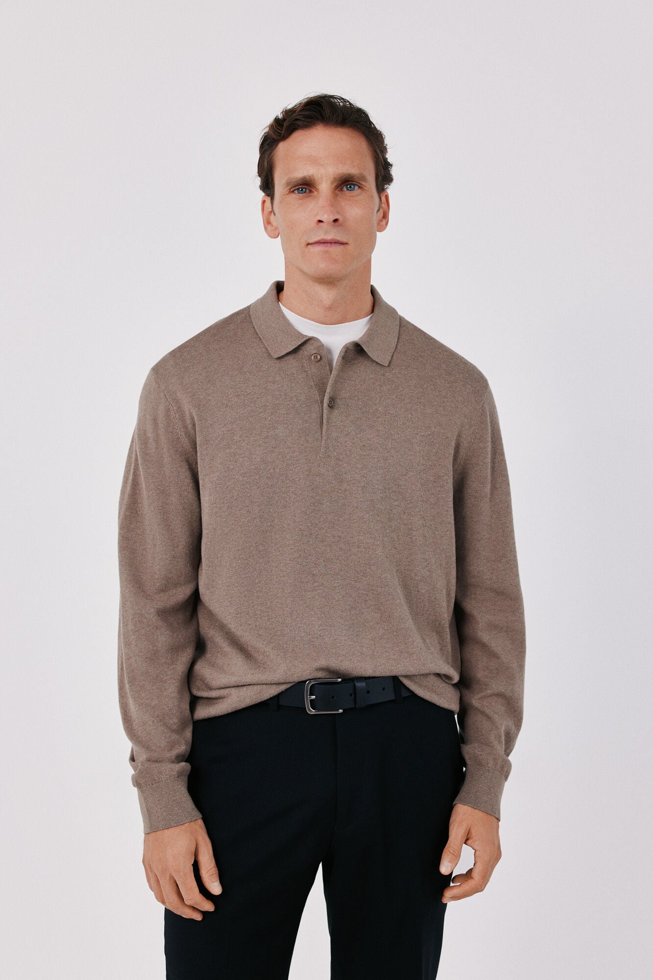 Cortefiel Cotton cashmere knit polo neck jumper