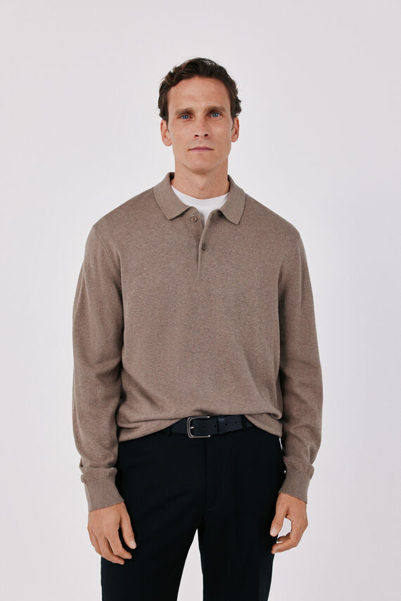 Jersey punto algodón cashmere cuello polo