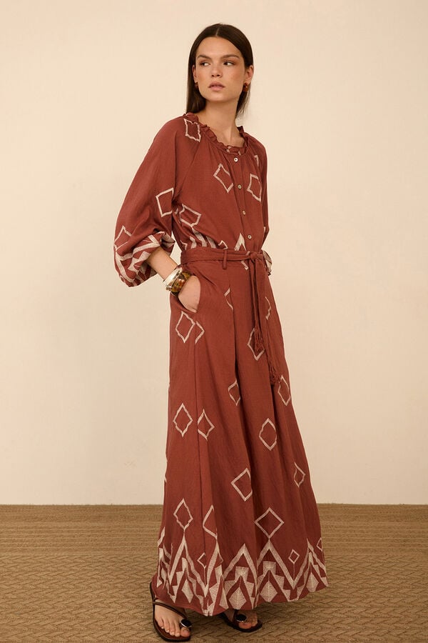 Meisie Embroidered long skirt Pink