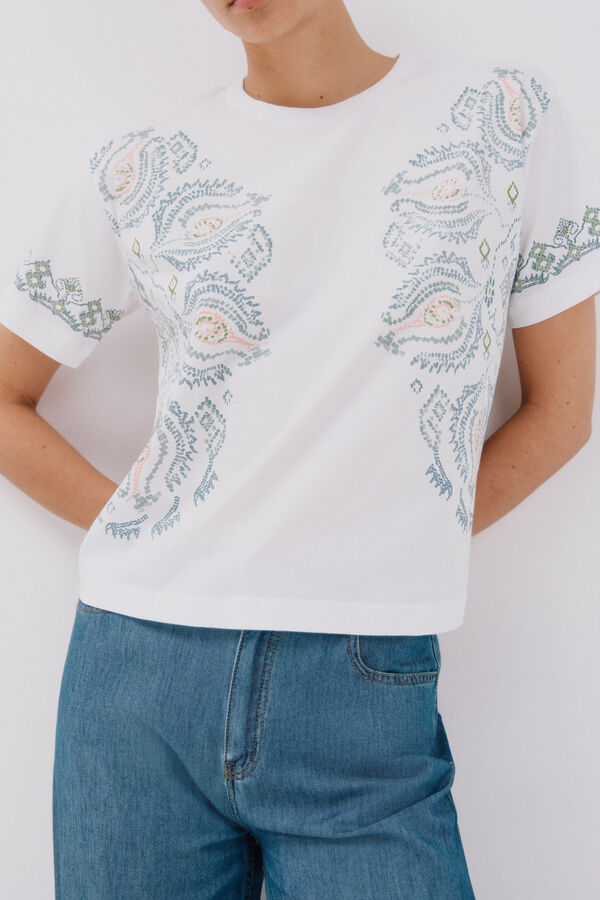 Cortefiel Printed t-shirt White