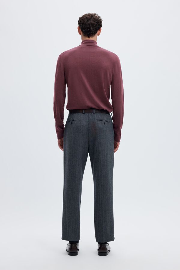 Selected Camisola gola alta 100% l&atilde; merino Vermelho