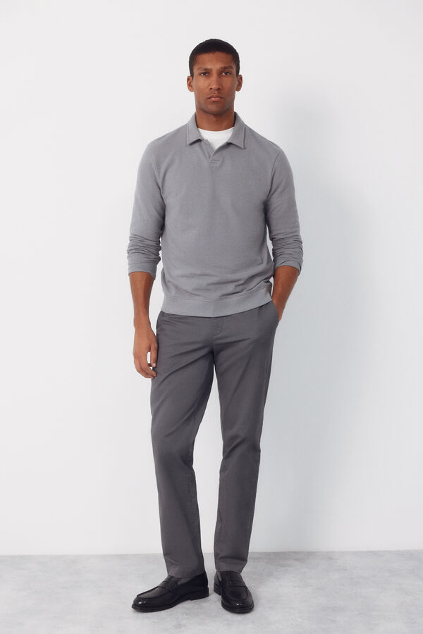 Cortefiel Regular microprint chinos trousers Grey