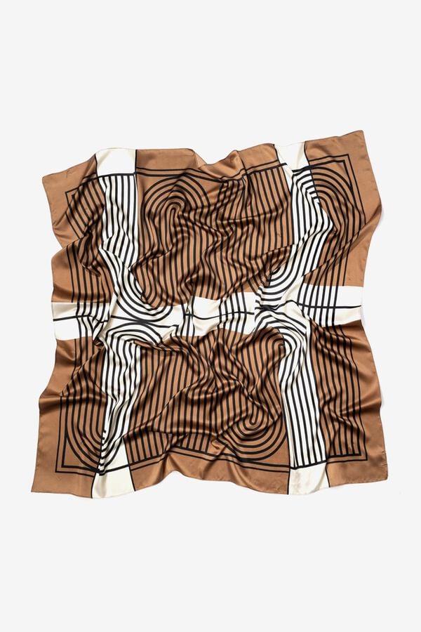 Vilanova Len&ccedil;o com riscas abstratas Castanho