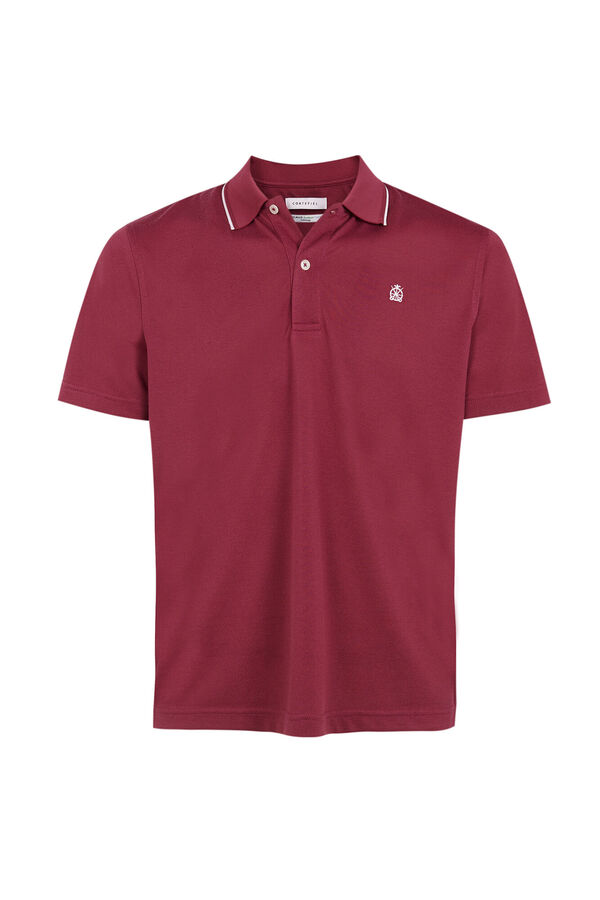 Cortefiel Coolmax® jacquard neck polo shirt Purple