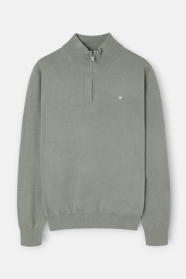 Silbon Camisola lisa meio fecho-&eacute;clair Verde