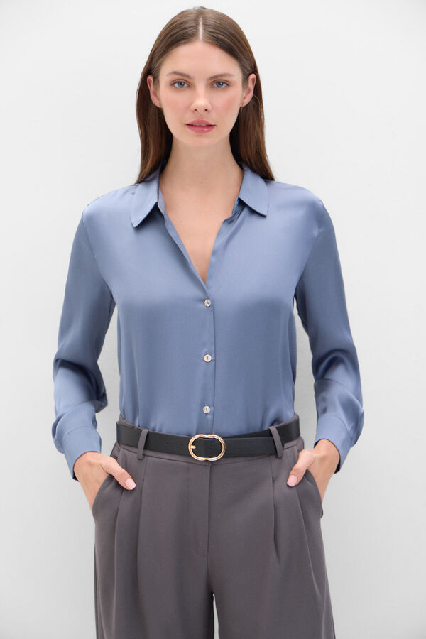 Cortefiel Camisa acetinada Azul