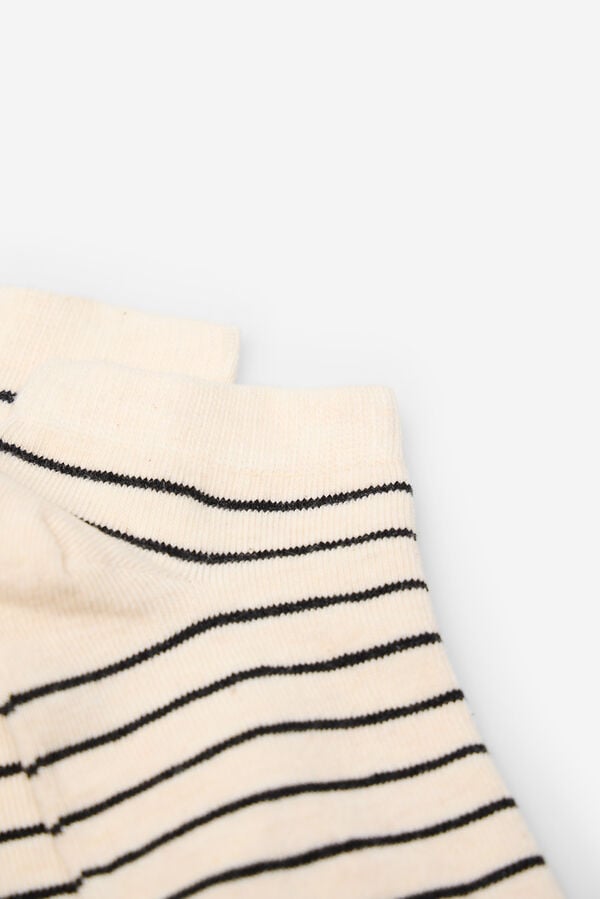 Cortefiel Short striped socks Ivory
