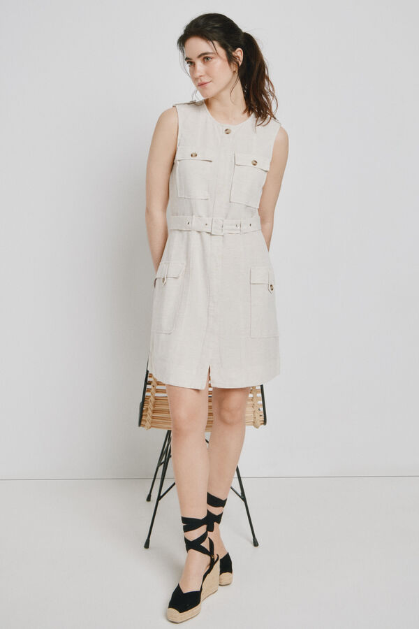 Vero Moda Vestido curto estilo safari Tostado