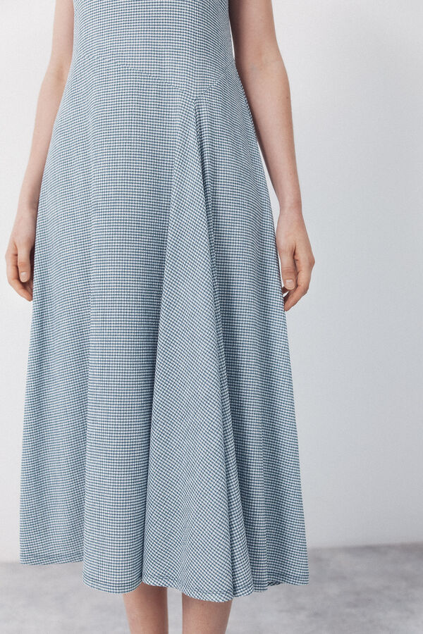 Cortefiel Vichy structured dress Blue