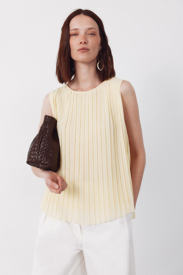 Cortefiel Blusa plissada Amarelo