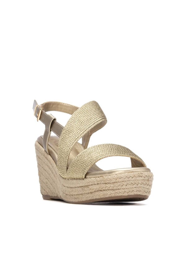 XTI Sand&aacute;lia cunha de juta metalizada Dourado