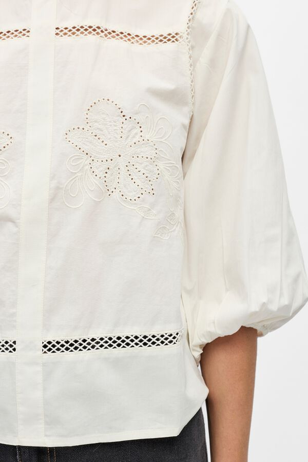 Object Blusa bordada em algod&atilde;o Branco
