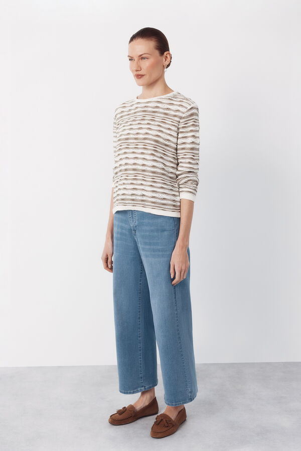 Cortefiel Jersey-knit textured jumper Kaki