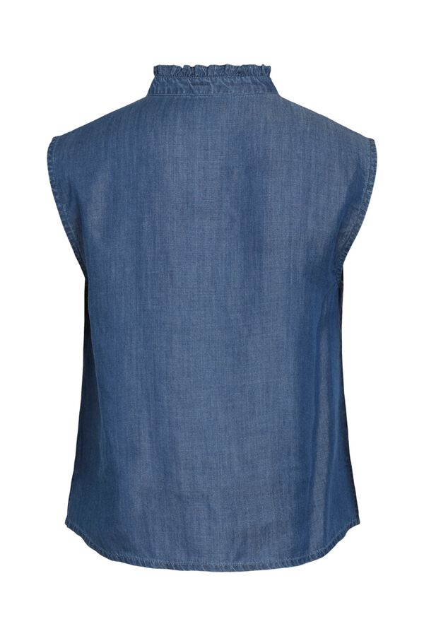 Vila Blusa sem mangas em tencel Azul