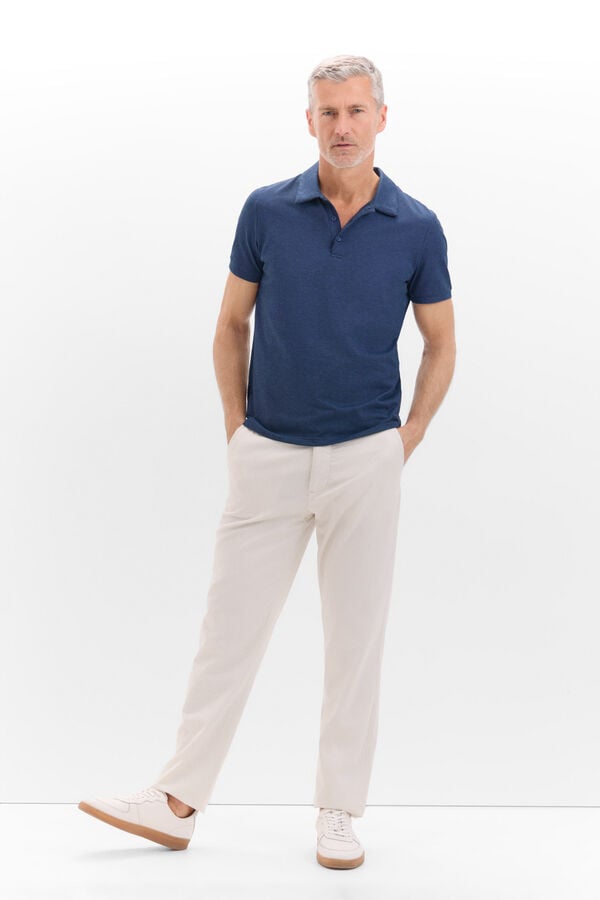 Cortefiel Tencel cotton polo shirt Navy