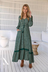 Jaase Sabrina print maxi dress Green