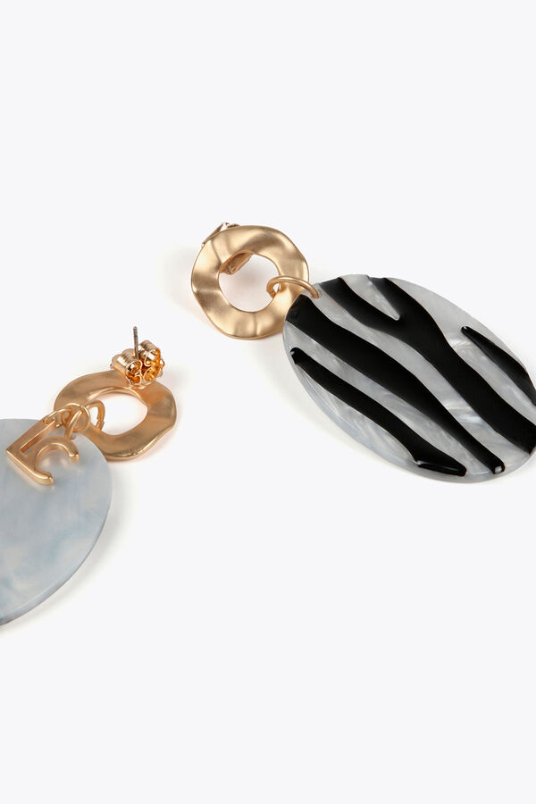Lola Casademunt Pendientes efecto animal print zebra Estampado blanco