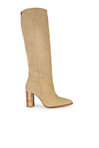 Cortefiel Sabela knee-length boot in leather Beige