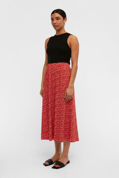 Cortefiel Printed midi skirt Red