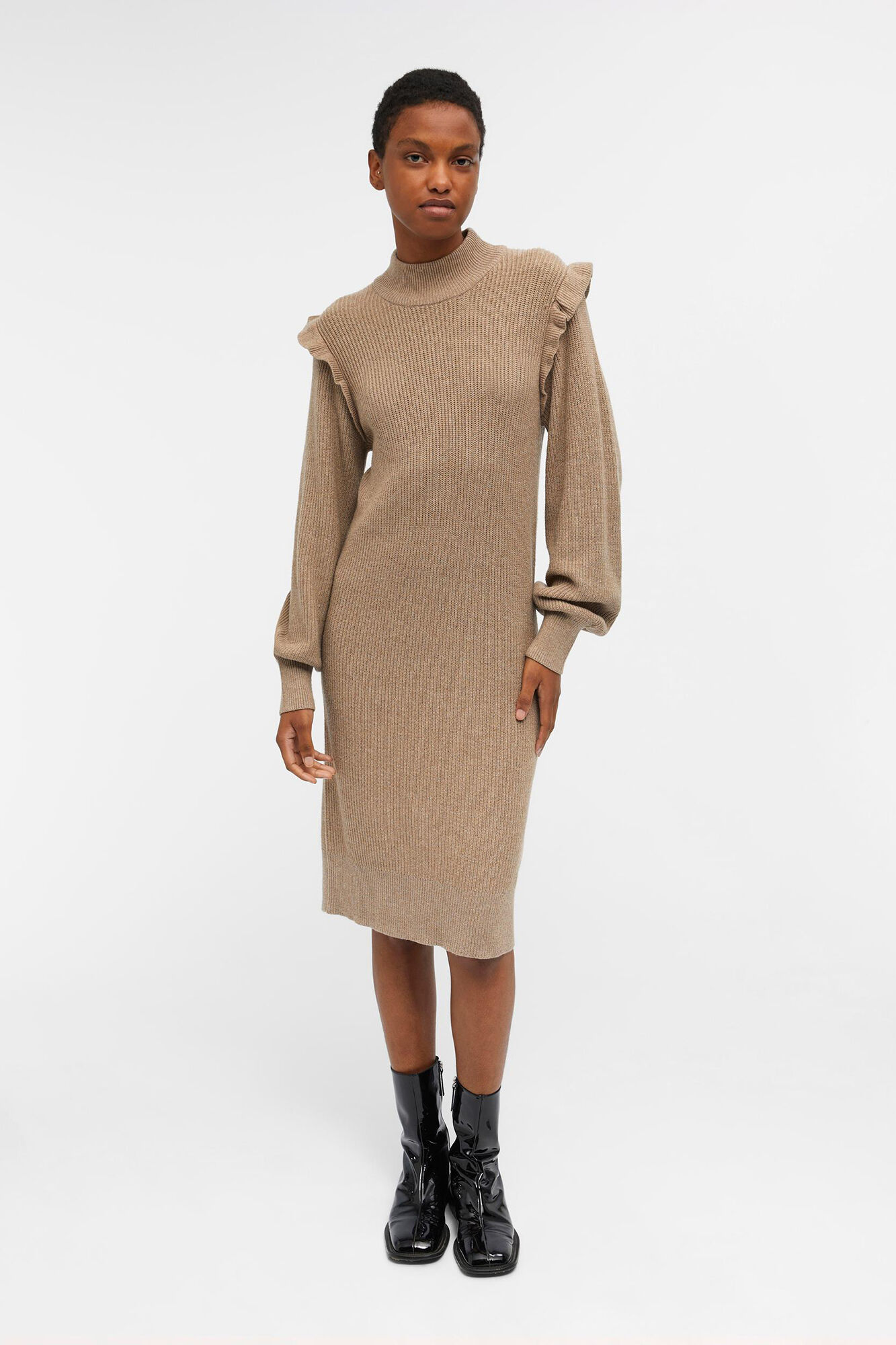 Ruffle knit on sale dress